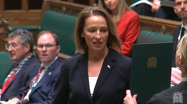 She was flanked by party leader Mr Farage and chief whip Mr Anderson as she arrived in the Commons.
