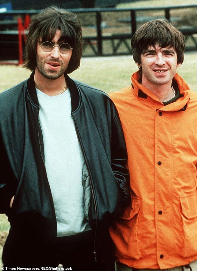 Liam and Noel at Knebworth during their huge gigs in August 1996