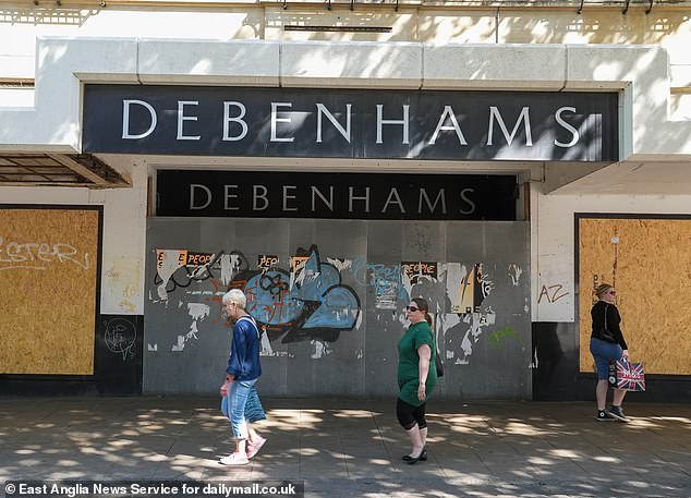 Many Debenhams stores up and down the country, like this one in Norwich, are boarded up
