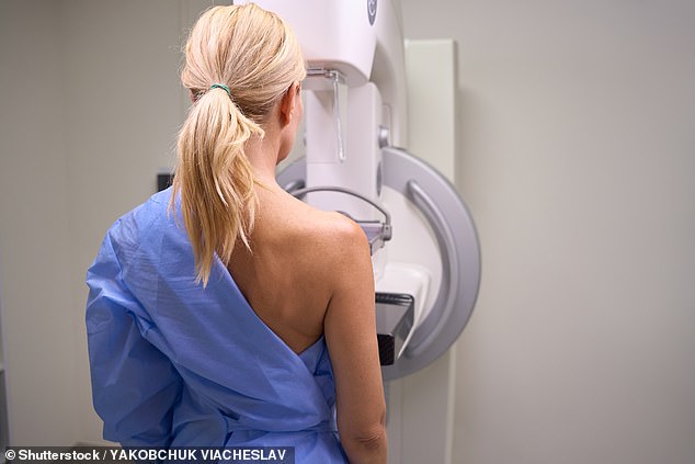 There are few phrases more frightening for a woman to hear from her doctor than 'you have breast cancer'. (Stock image of a breast screening posed by a model)