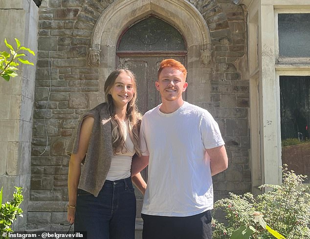 'Doer-uppers', Milly Davies, 27, and Louis Morgan, 28, (pictured) have become an internet sensation since they started renovating a former Bishop's home in Swansea last year