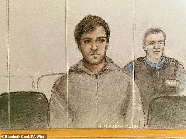 Court artist drawing of Romanian national Stanislav Carpiuc, 26, appearing at Westminster Magistrates' Court