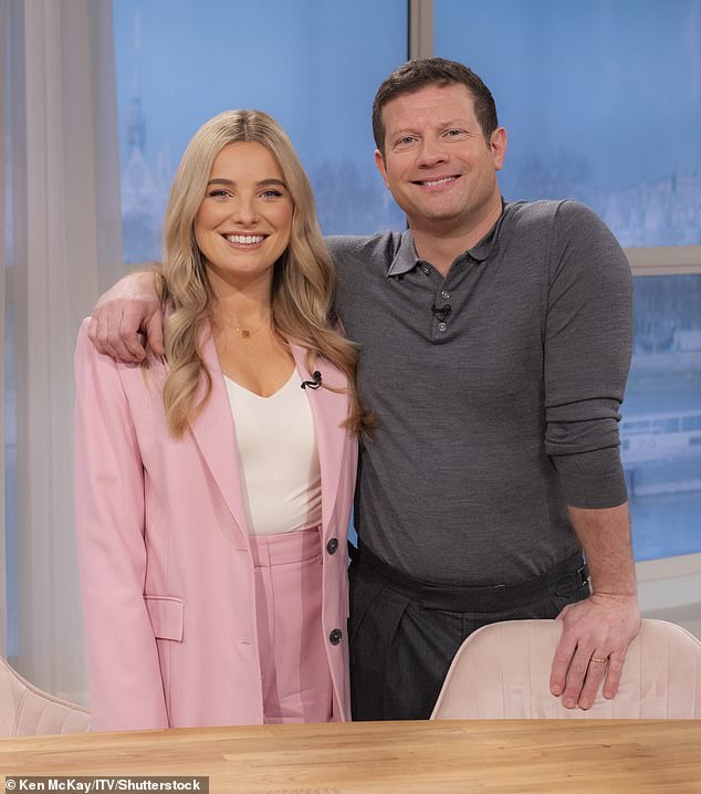 Sian Welby has admitted she was scared she would lose her job at This Morning if she told them she was pregnant (pictured pregnant in January 2024 with Dermot O'Leary)
