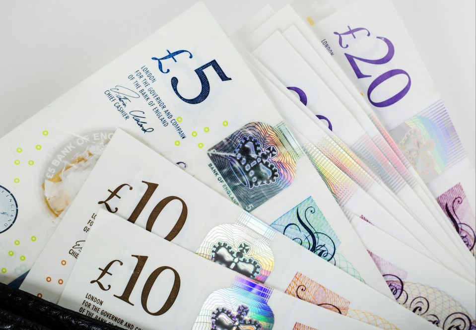 English cash notes in wallet