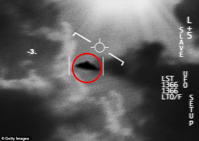 A satellite surveillance photo taken for an FBI investigation into UFOs, unrelated to Rogers' case. The 'flying saucer' that Rogers saw on CCTV in 1992 was '20 feet wide, probably 8 to 10 feet tall, and it had a shallow dome on top of it'