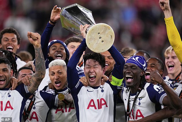 The north London club lifted the trophy after narrowly beating Manchester United 1-0 in Bilbao