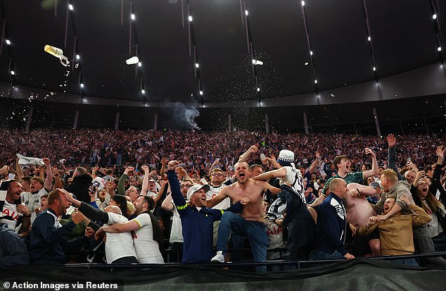 Tottenham fans joyously celebrated Spurs' Europa League triumph on Wednesday night