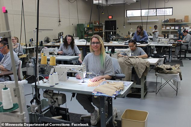 Promotional materials show inmates studying, sewing and planting produce that is then donated to community members in need