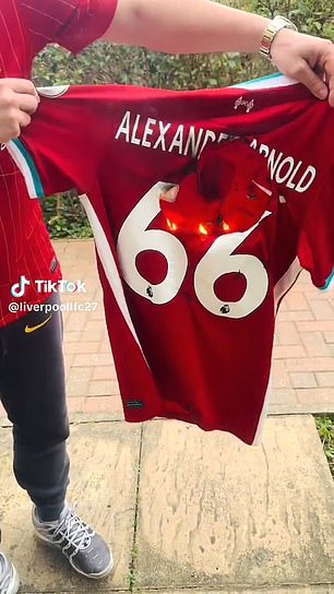A Liverpool fan vented his frustration with Trent Alexander-Arnold by burning one of his shirts