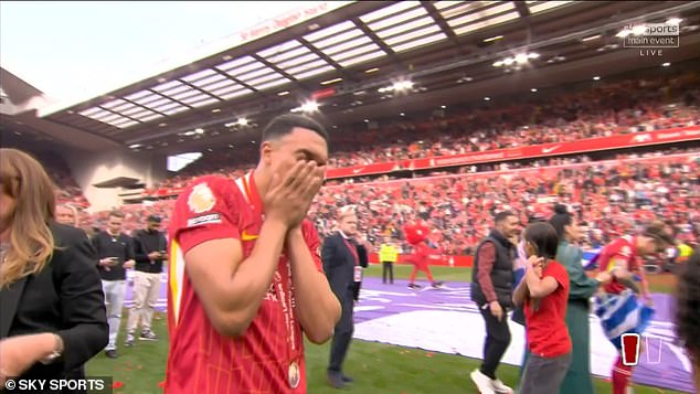 Trent Alexander-Arnold let the tears flow as Anfield gave him a heroic send-off on Sunday