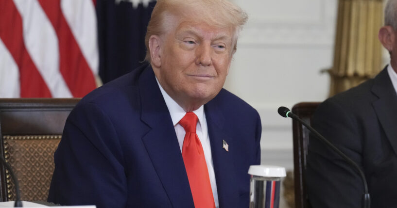 President Donald Trump attends a Make America Healthy Again Commission event in the East Room of the White House in Washington, D.C., on Thursday.