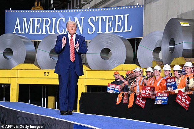 President Donald Trump announced he was doubling tariffs on steel imports during an appearance Friday afternoon in Pittsburgh to tout a steel deal between U.S. Steel and Japan's Nippon