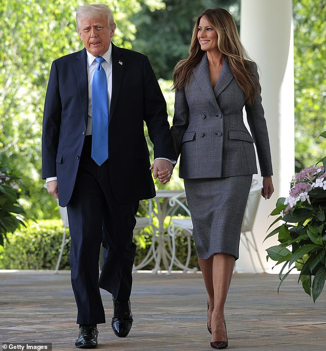 Melania took the rare step of issuing a public denial to the 'completely false' rumor, insisting that 'any assertion that he, or that anyone on his behalf, applied is completely false.'