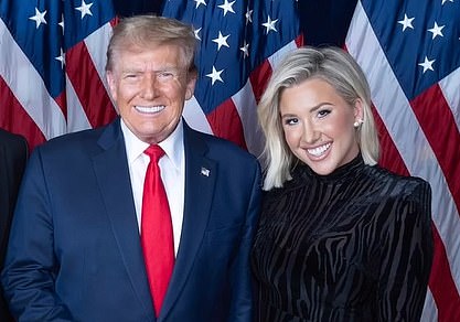 Savannah Chrisley (right) embarked on a lobbying effort to get her parents pardoned. Here she's photographed posing with President Donald Trump (left)