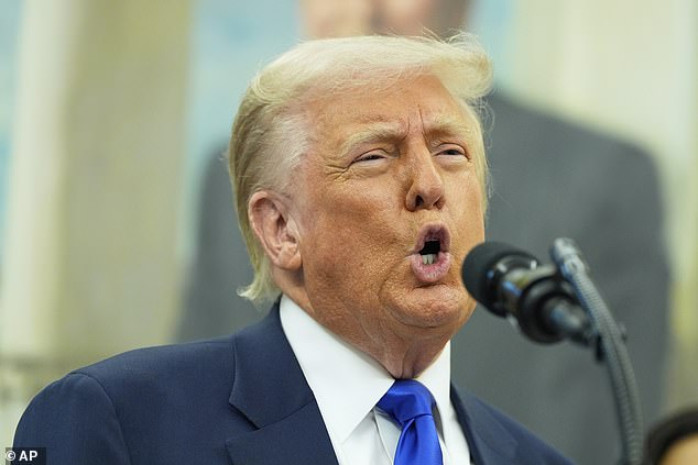 President Trump was asked for his reasoning behind a plan to reopen Alcatraz. He said it stood for 'law and order' and described an escape attempt. 'You know the story, they found his clothing rather badly ripped up. And it was a lot of shark bites'