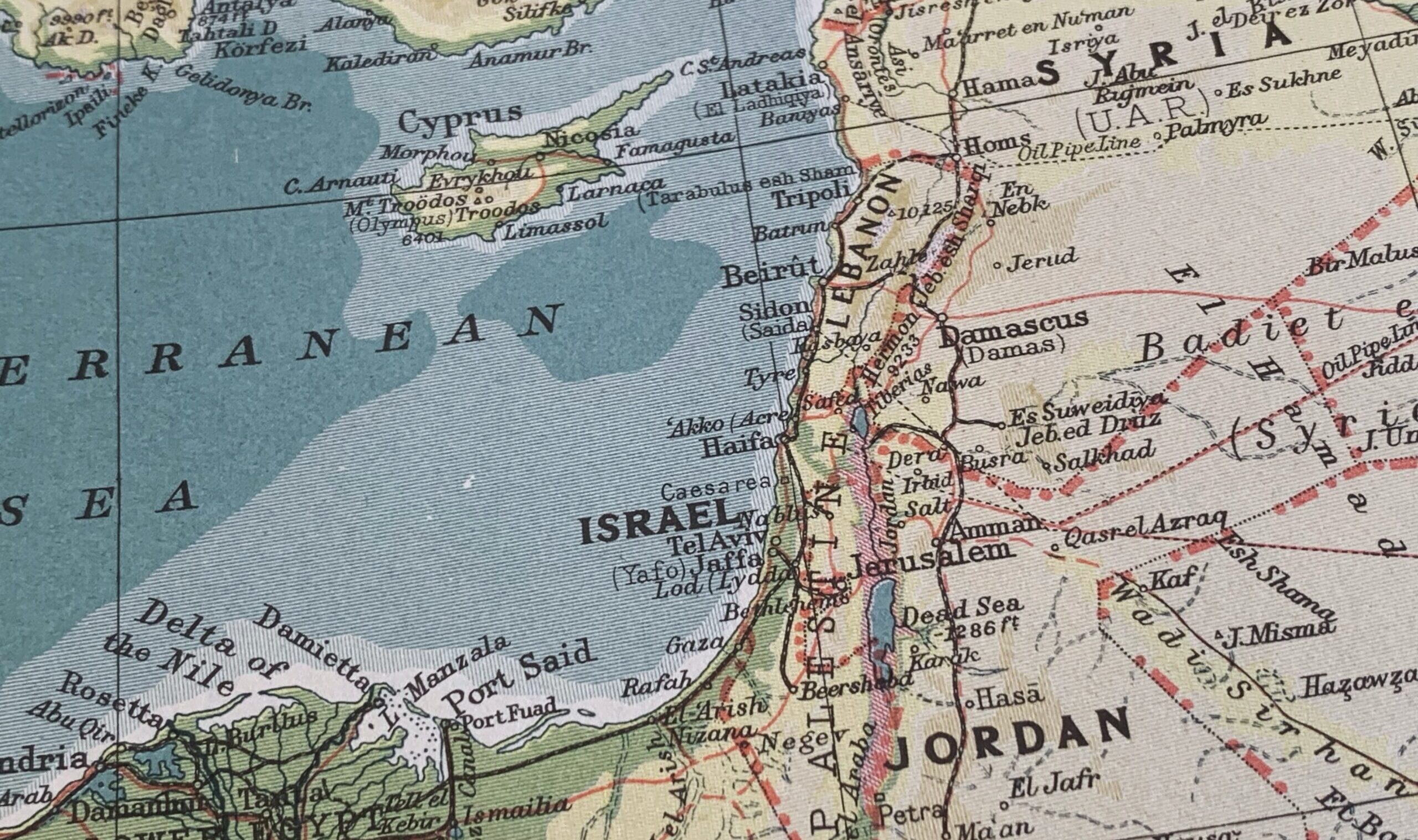 Map,Of,Israel,And,Surrounding,Countries,,Middle,East