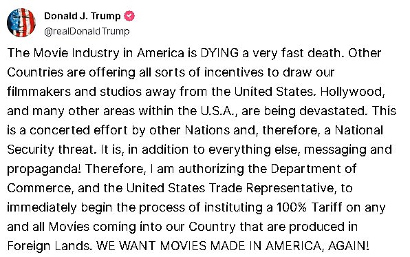 President Donald Trump made the announcement on his Truth Social platform last night