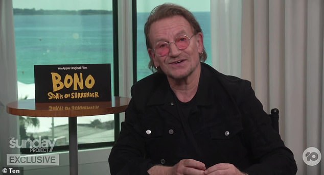 Bono (pictured) born Paul David Hewson, sat down with The Project on Sunday to talk about his upcoming film Bono: Stories of Surrender, a documentary about his life behind the mic as U2's frontman