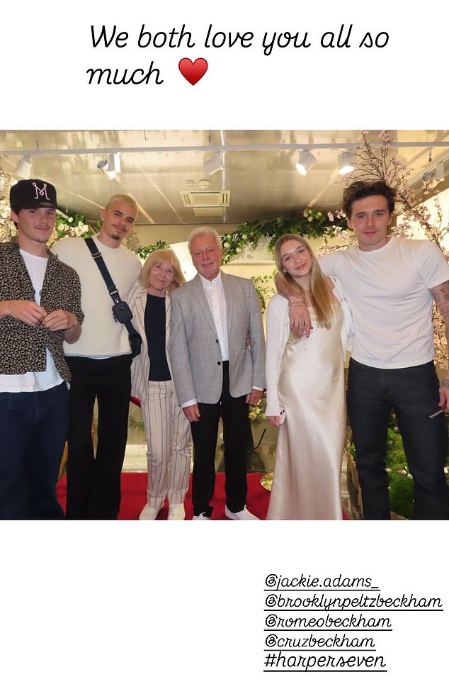 Victoria Beckham shared a message for absent son Brooklyn on Monday amid an escalating feud with her eldest child and his actress wife, Nicola Peltz.