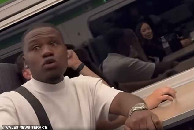 Footage filmed by the victims shows a man called 'Elijah' shout the threats repeatedly while his friends urge him to stop