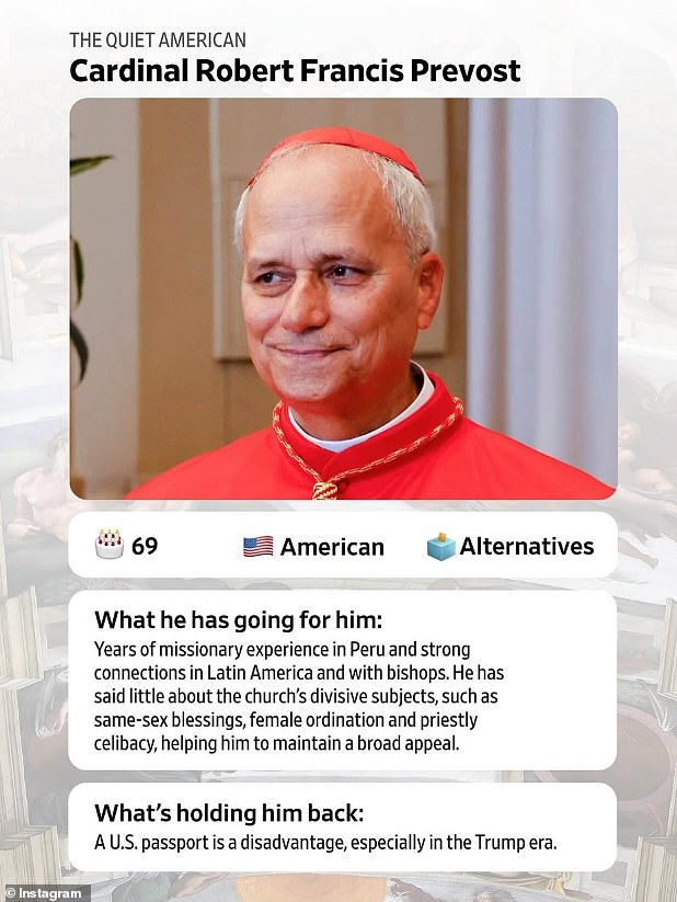 The Wall Street Journal claimed an American cardinal in the running to become Pope is being held back from leading the Catholic church by his US passport in the Trump era