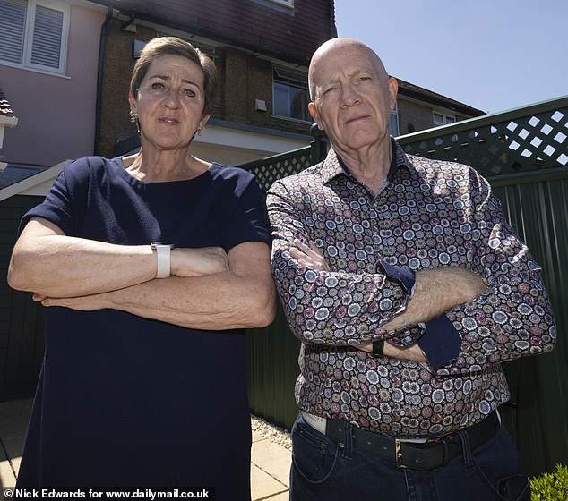 Roger Brown, 67, and his wife Gail, 64, (pictured together) say they will have to move from their home because of their neighbour's decision