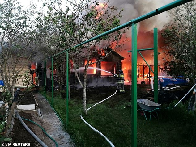 Ukrainian drone attack on a settlement, in the course of Russia-Ukraine conflict in the Moscow region, Russia, May 28, 2025