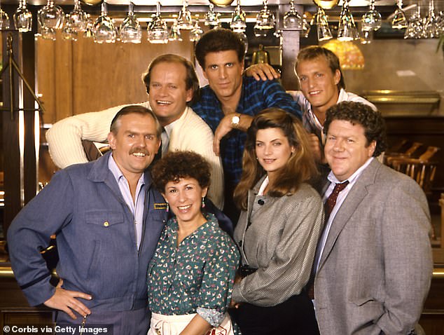 Cheers fans bid farewell to one of the iconic sitcom's stars, George Wendt (R), on Tuesday