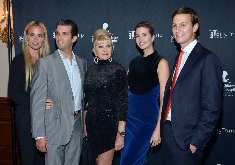  (L-R) Vanessa Trump, Donald Trump Jr., Ivana Trump, Ivanka Trump and Jared Kushner in 2015