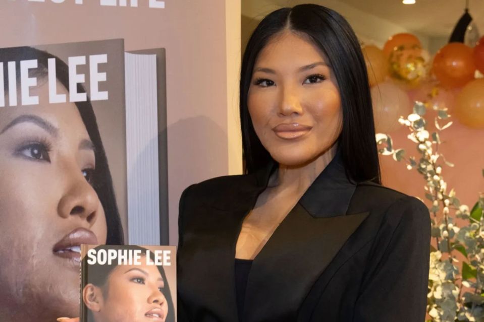 An image collage containing 1 images, Image 1 shows Sophie Lee at the book launch for her memoir, "In My Skin."