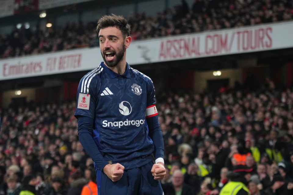 Bruno Fernandes celebrates scoring a goal.