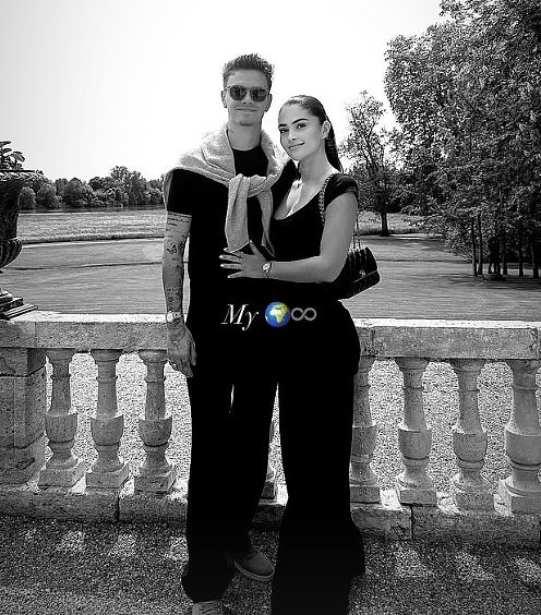 Romeo Beckham first publicly launched his relationship with girlfriend Kim Turnbull in November last year and she has since been warmly welcomed into the family (pictured Romeo and Kim together this week in France at dad David's birthday)