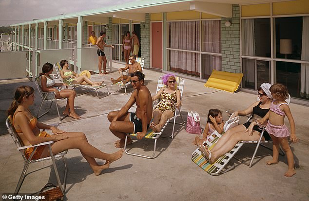 While it's easy to look at the past with rose tinted glasses, scientists say it's a cold hard fact that we were much skinnier in the past than today. Above, sunbathers sit in deckchairs at Virginia Beach in the 1960s