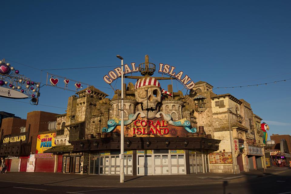 Coral Island amusement arcade in Blackpool, closed during COVID lockdown.