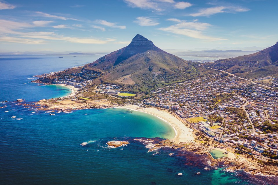 Aerial view of Camps Bay, Cape Town, South Africa.