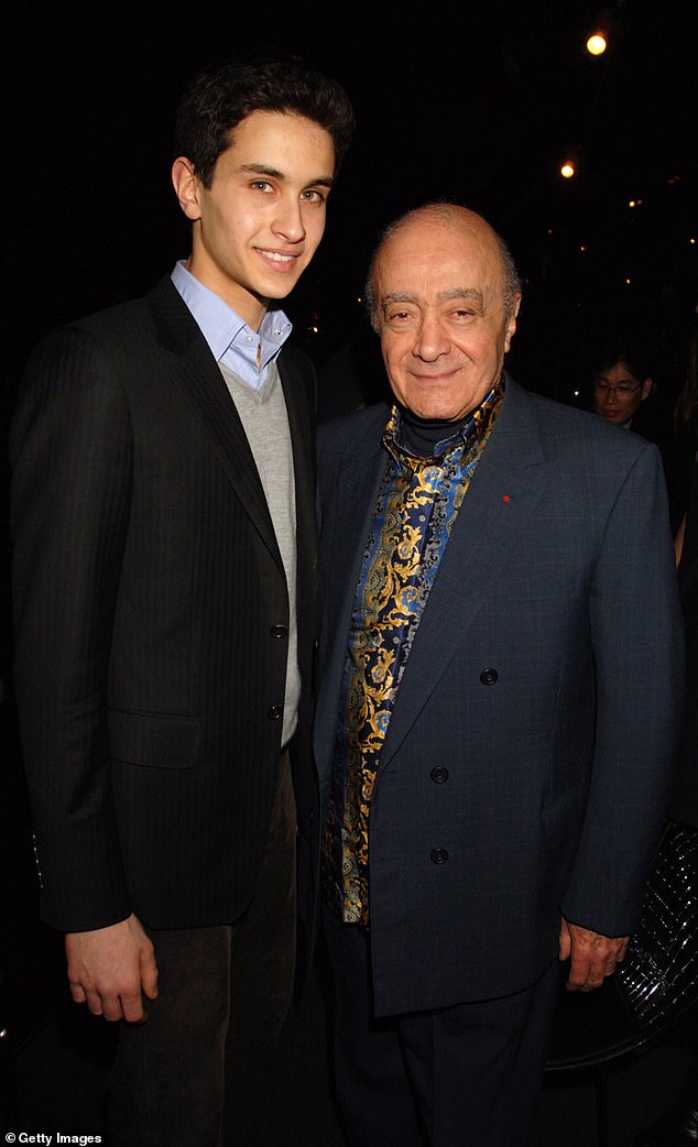 Mohamed Al Fayed, who may have raped and abused more than 111 women over nearly four decades, is pictured with his son Omar