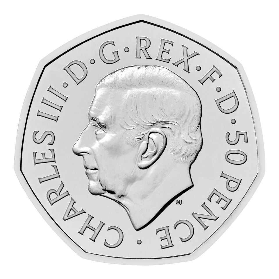 50 pence coin featuring King Charles III.