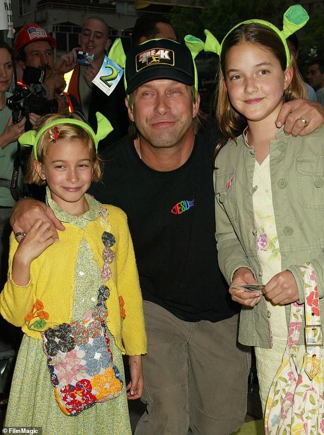 Hailey, left, with her father, actor Stephen Baldwin and her older sister, Alaia Baldwin, in 2004