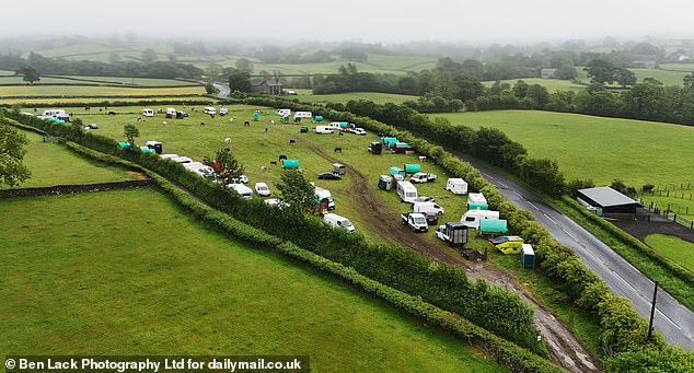 Caravans have also taken over a farmers field en route to Appleby fair next week