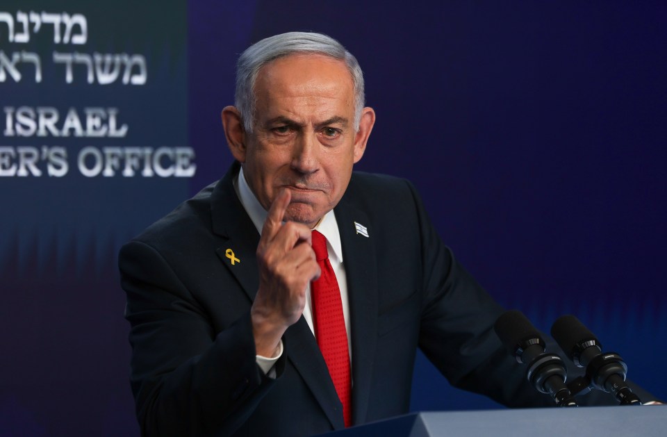 Benjamin Netanyahu speaking at a press conference.
