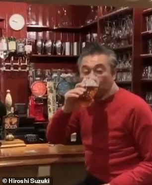 The Japanese ambassador also shared a video of him drinking a pint on New Years Day