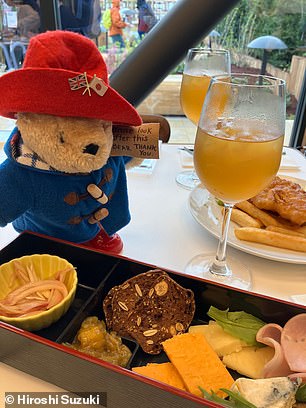 The teddy - normally used to marmalade sandwiches - tried cultural dishes like a Bento box and ramen