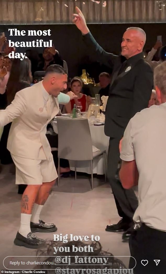Tony, 58, and Stavros, 32, tied the knot at the Welsh Chapel in Charing Cross, before heading to the swanky Londoner Hotel for the glitzy reception