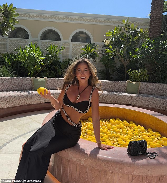 Ela (pictured in Dubai) said that bad weather in the UK meant she was indoors all the time and felt like she was wasting her life