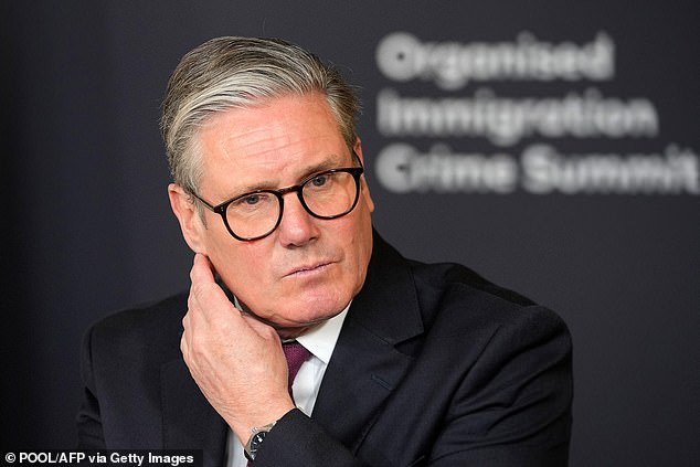 The latest figures have seen increased criticism for PM Sir Keir Starmer, seen here chairing a round table during the International Border Security Summit in London on March 31 this year