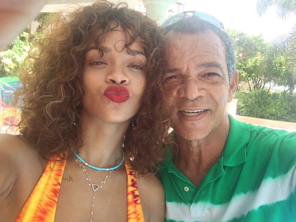 Selfie of Rihanna and her father.