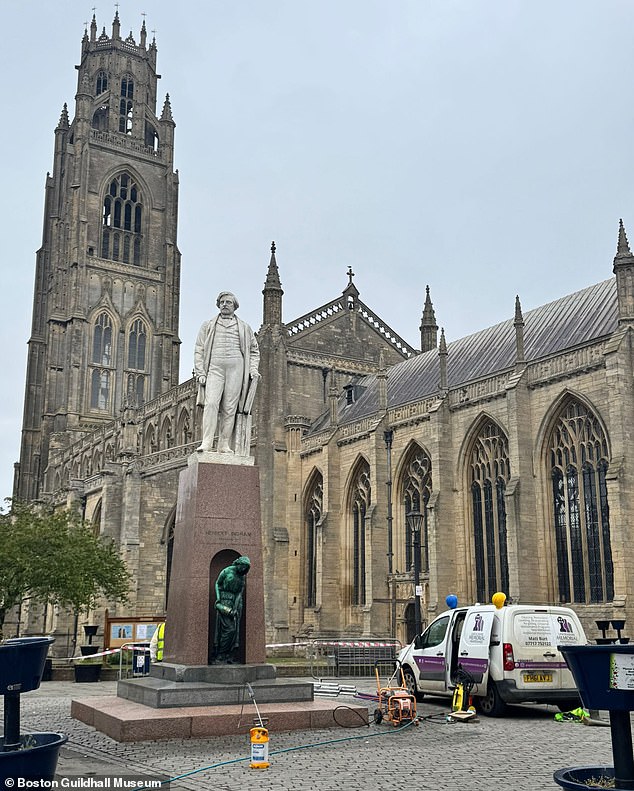 Through her research, she found that Ingram's descendants were still alive in England, and that the museum in his hometown was preparing an exhibit about his legacy (pictured: Ingram statue)