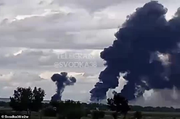 Russian Belaya Air Base in Irkutsk region, Siberia, was ablaze today after a suspected drone strike linked to Ukraine