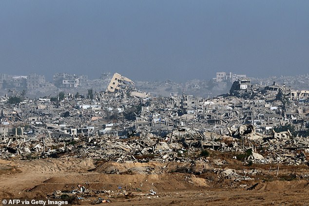 Destroyed buildings in the northern sector of the besieged Palestinian territory on May 29, 2025