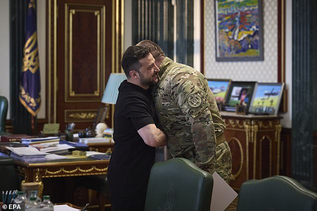 Zelensky was seen congratulating the Head of the Security Service Vasyl Malyuk